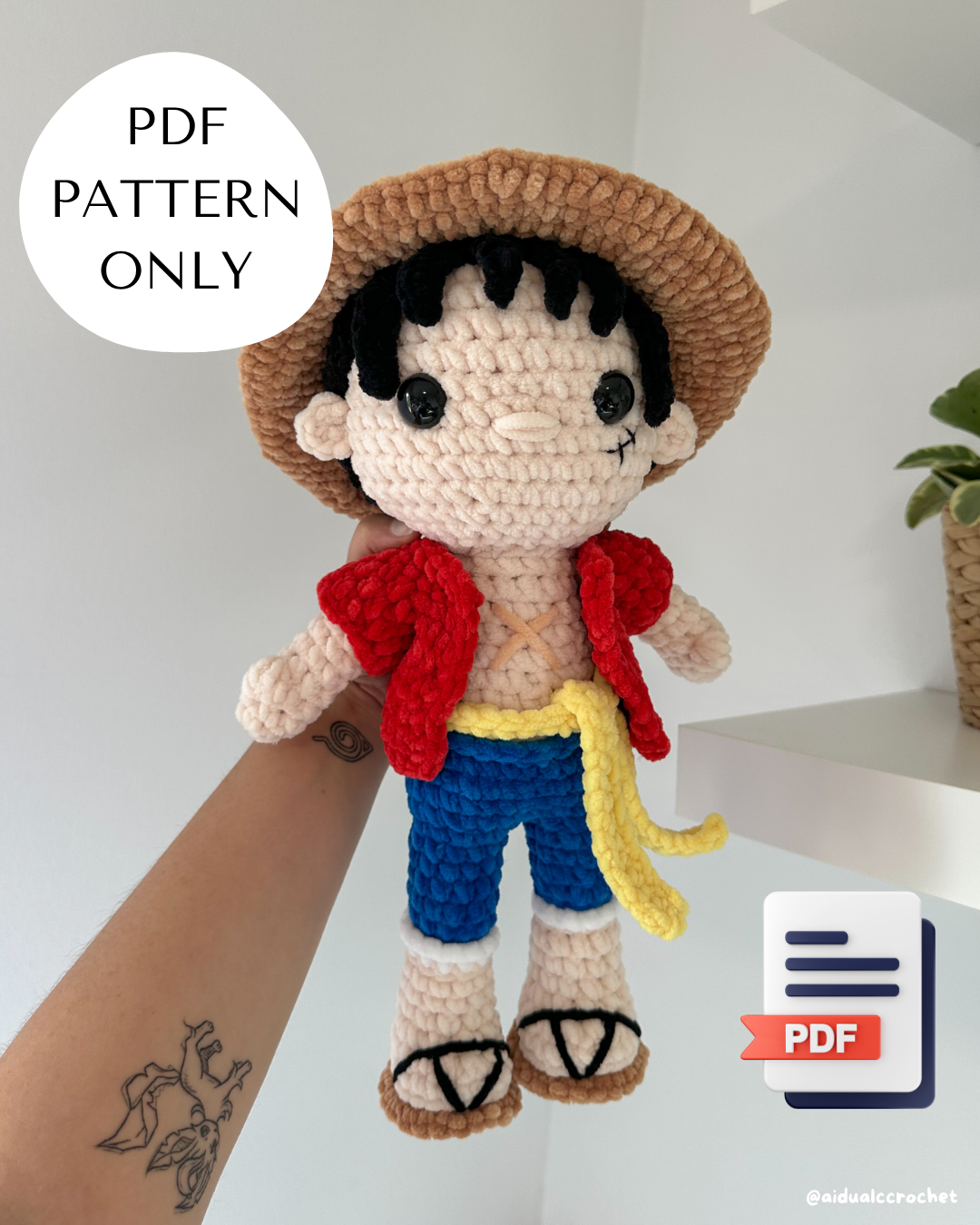 Luffy Crochet PDF Pattern