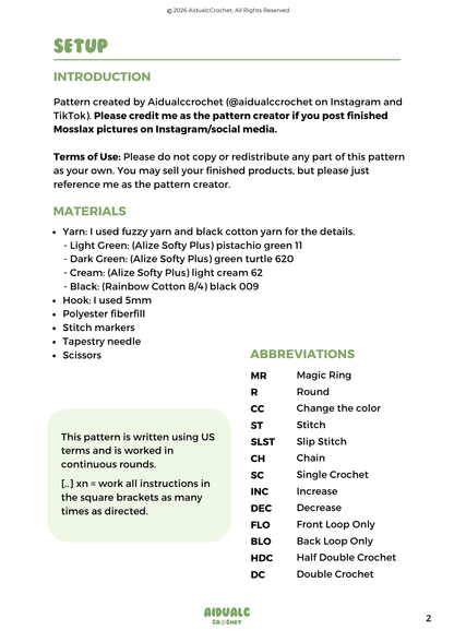 Mosslax Patrón PDF de Crochet