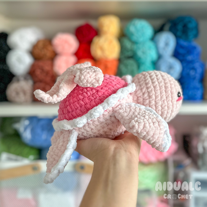 Tortuga Marina amb Llaç Rosa Amigurumi