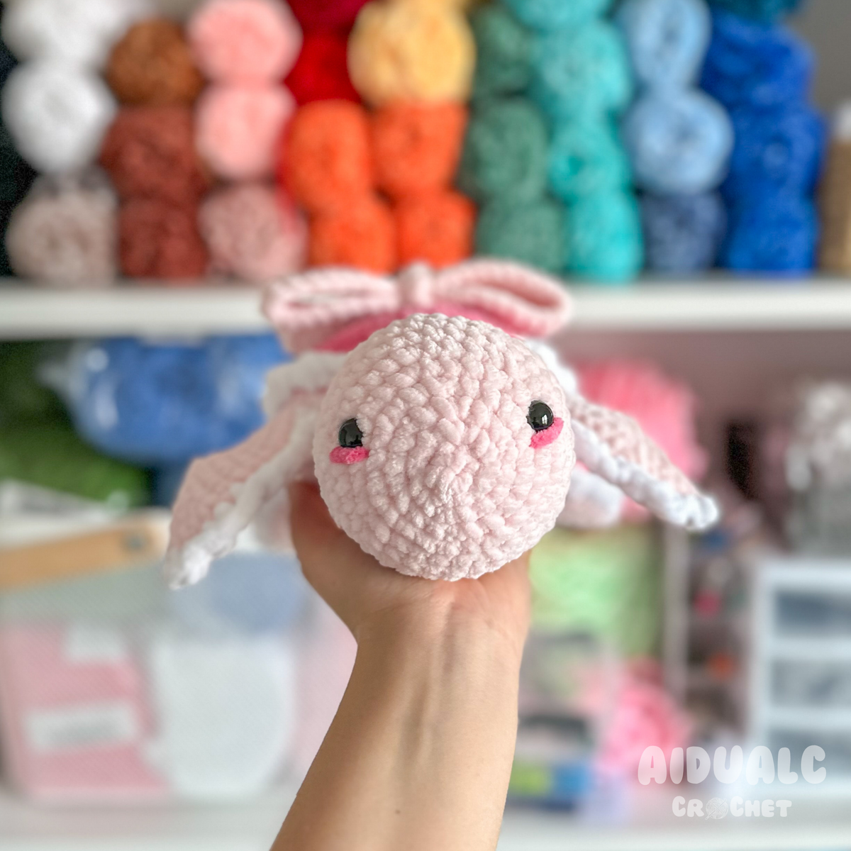 Tortuga Marina amb Llaç Rosa Amigurumi