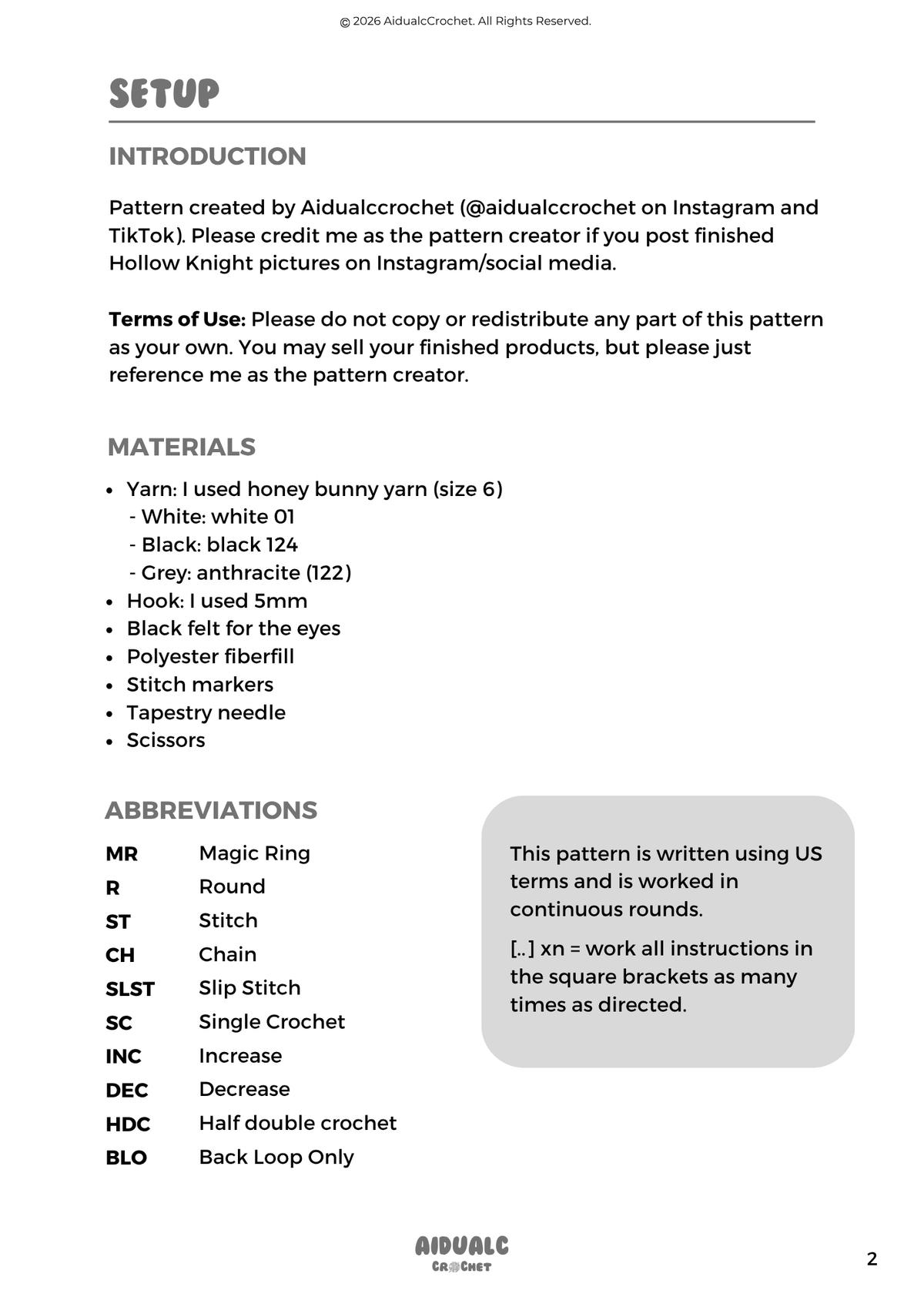 Hollow Knight Patró PDF de Ganchillo