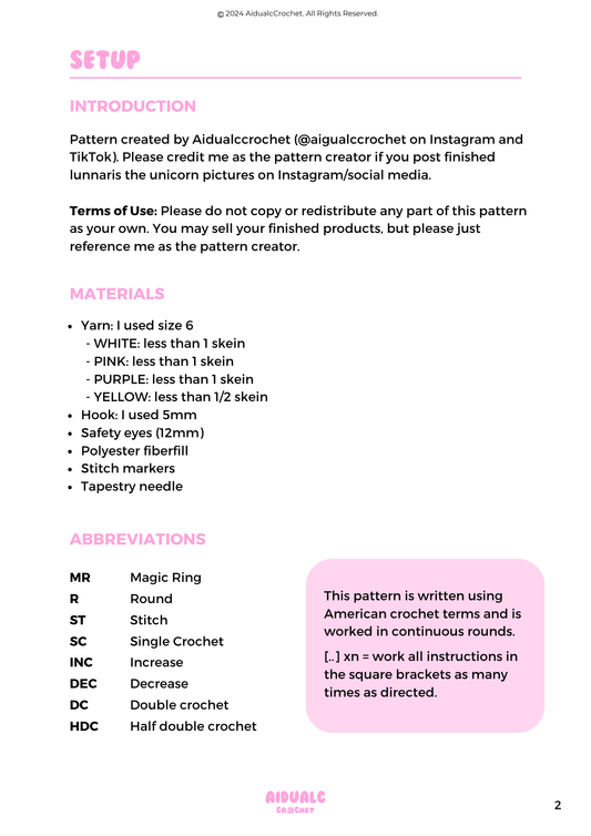 Lunnaris Unicorn Crochet PDF Pattern